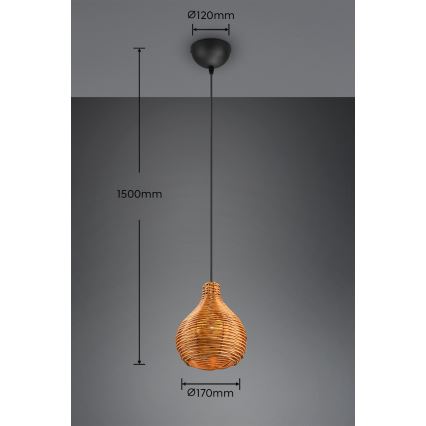 Reality - Κρεμαστό φωτιστικό με καλώδιο SPROUT 1xE14/40W/230V καφέ/ρατάν