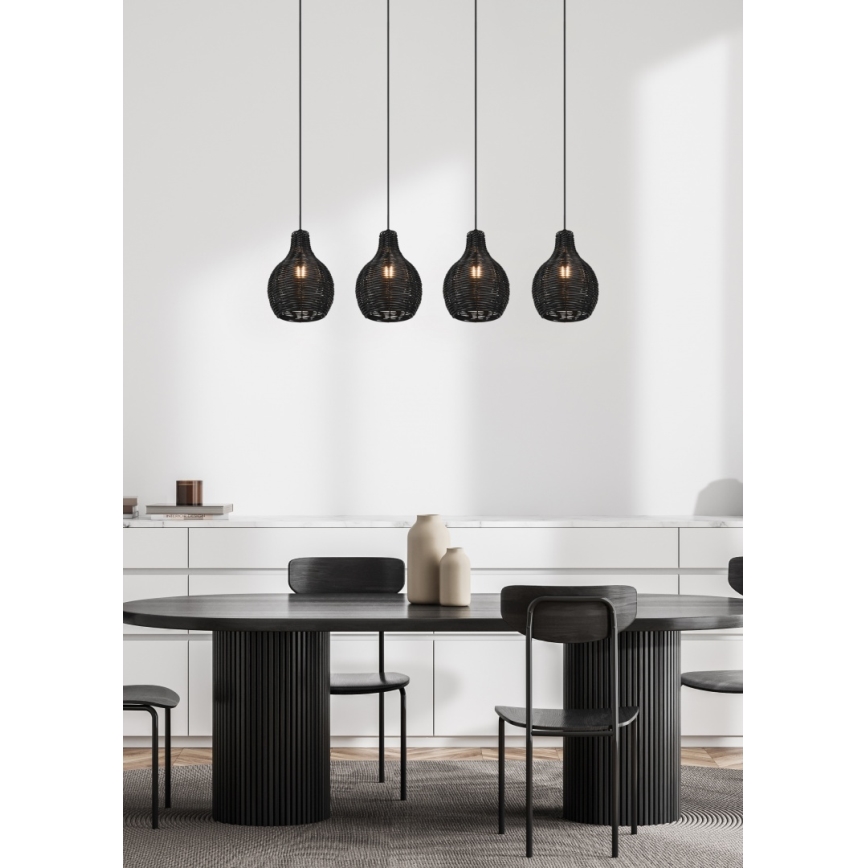 Reality - Κρεμαστό φωτιστικό με καλώδιο SPROUT 4xE14/30W/230V μαύρο/ραττάν