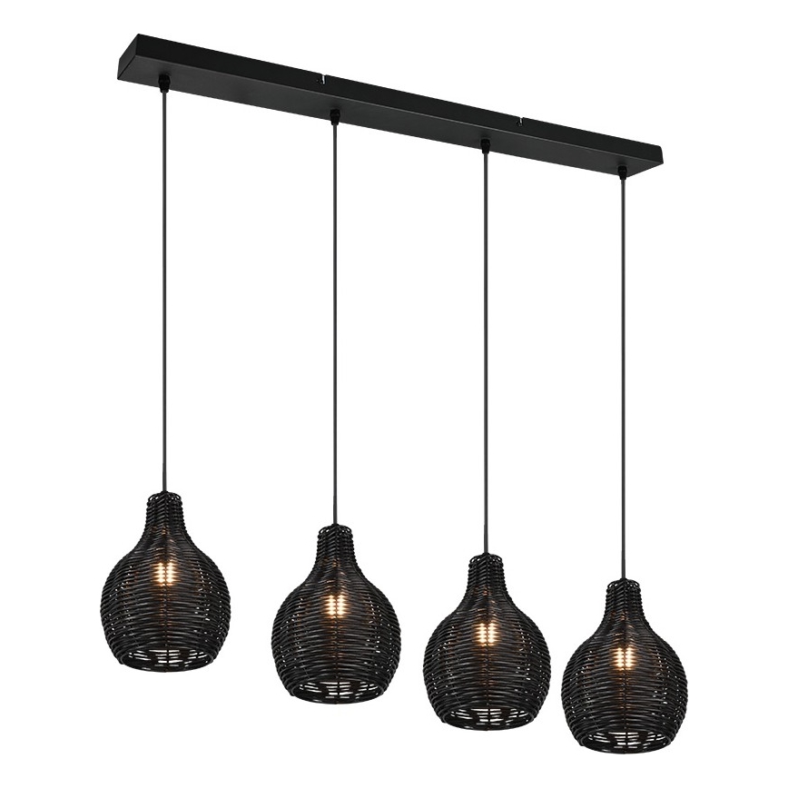 Reality - Κρεμαστό φωτιστικό με καλώδιο SPROUT 4xE14/30W/230V μαύρο/ραττάν