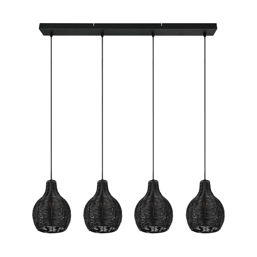 Reality - Κρεμαστό φωτιστικό με καλώδιο SPROUT 4xE14/30W/230V μαύρο/ραττάν