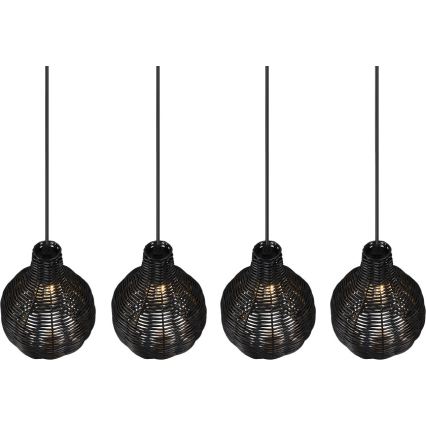 Reality - Κρεμαστό φωτιστικό με καλώδιο SPROUT 4xE14/30W/230V μαύρο/ραττάν