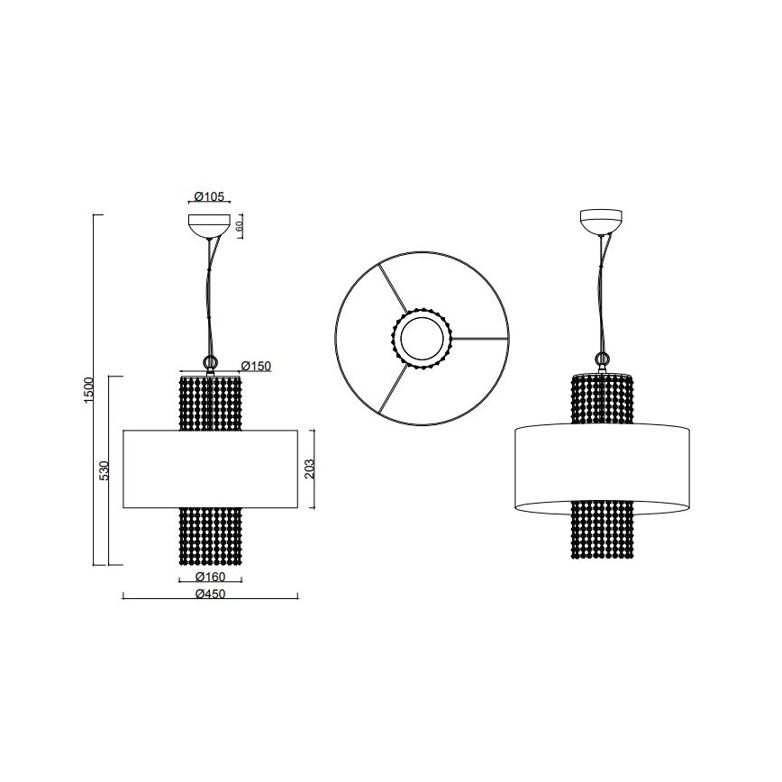 Reality - Κρεμαστό φωτιστικό οροφής KING 3xE14/28W/230V ασημί