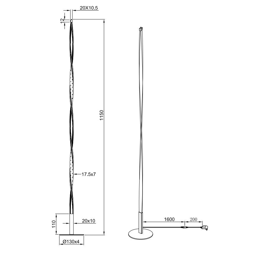 Reality - Επιδαπέδια λάμπα dimming LED SPIN LED/10,5W/230V