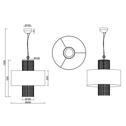 Reality - Κρεμαστό φωτιστικό οροφής KING 3xE14/28W/230V ασημί