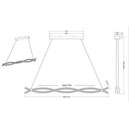 Reality - Κρεμαστό φωτιστικό οροφής LED  WAVE LED/16W/230V + LED/9W