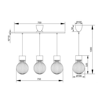 Reality - Κρεμαστό φωτιστικό οροφής ράγα DAVE 3xE27/40W/230V