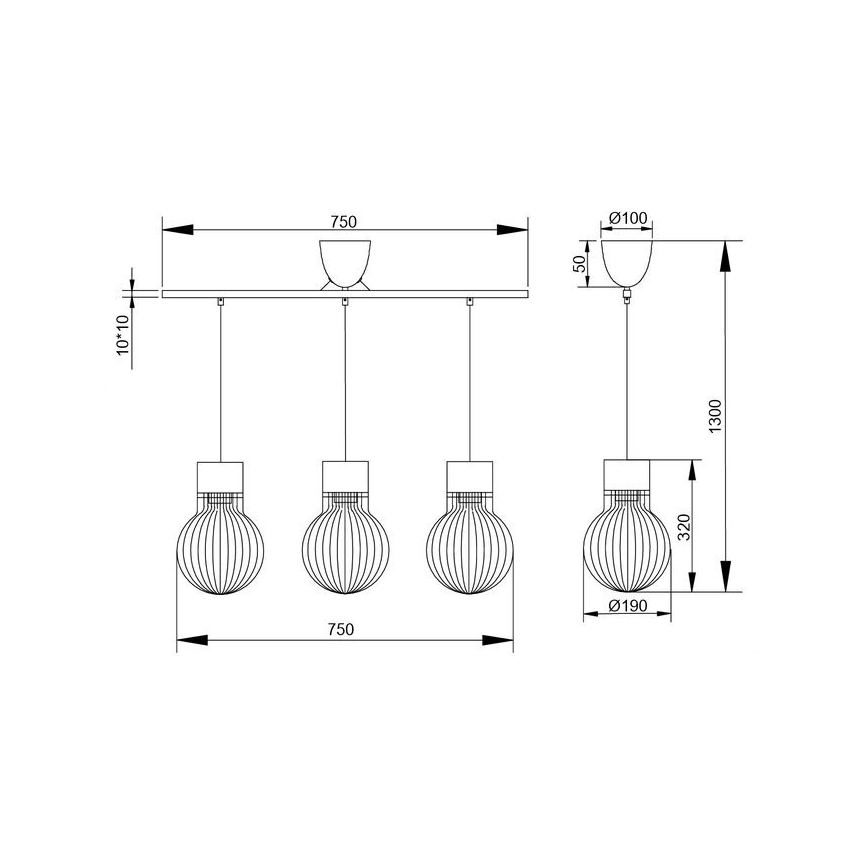 Reality - Κρεμαστό φωτιστικό οροφής ράγα DAVE 3xE27/40W/230V