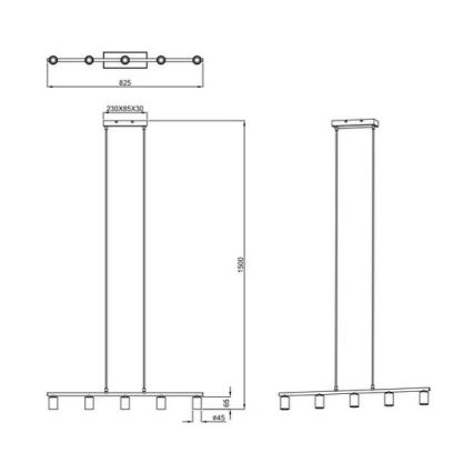 Reality - Κρεμαστό φωτιστικό ράγα VANNES 5xE27/40W/230V