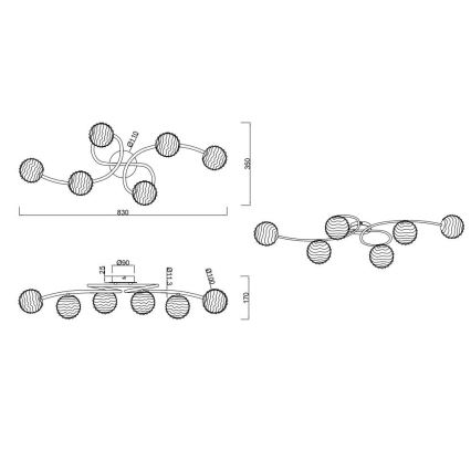 Reality - Πλαφονιέρα οροφής WIRE 6xG9/28W/230V