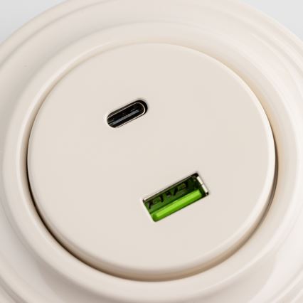 Reblig - Ρετρό πρίζα USB A+C με πλαίσιο σε μπεζ