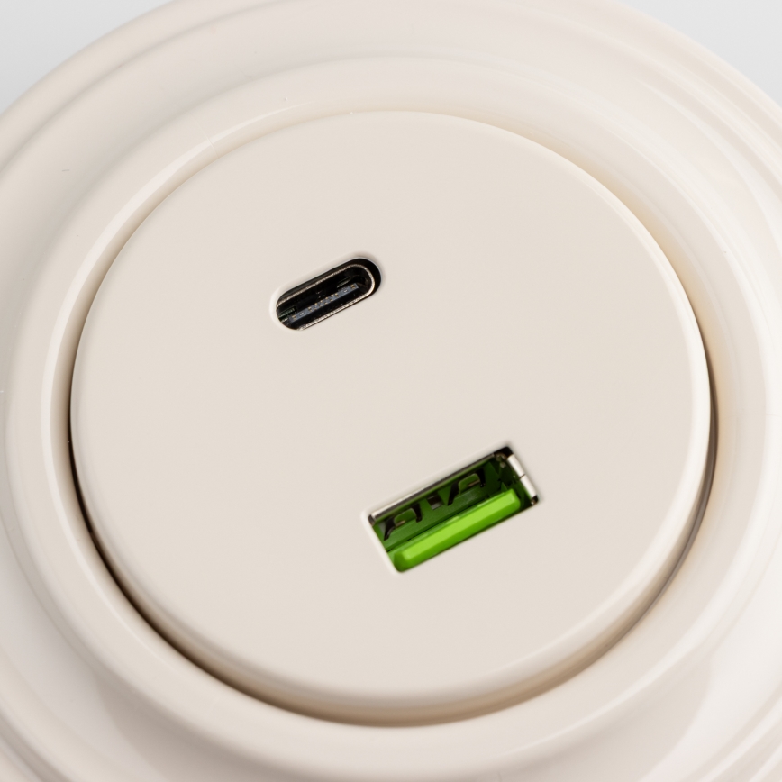 Reblig - Ρετρό πρίζα USB A+C με πλαίσιο σε μπεζ