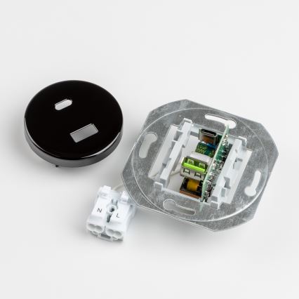 Reblig - Ρετρό πρίζα USB A+C με πλαίσιο, μαύρη