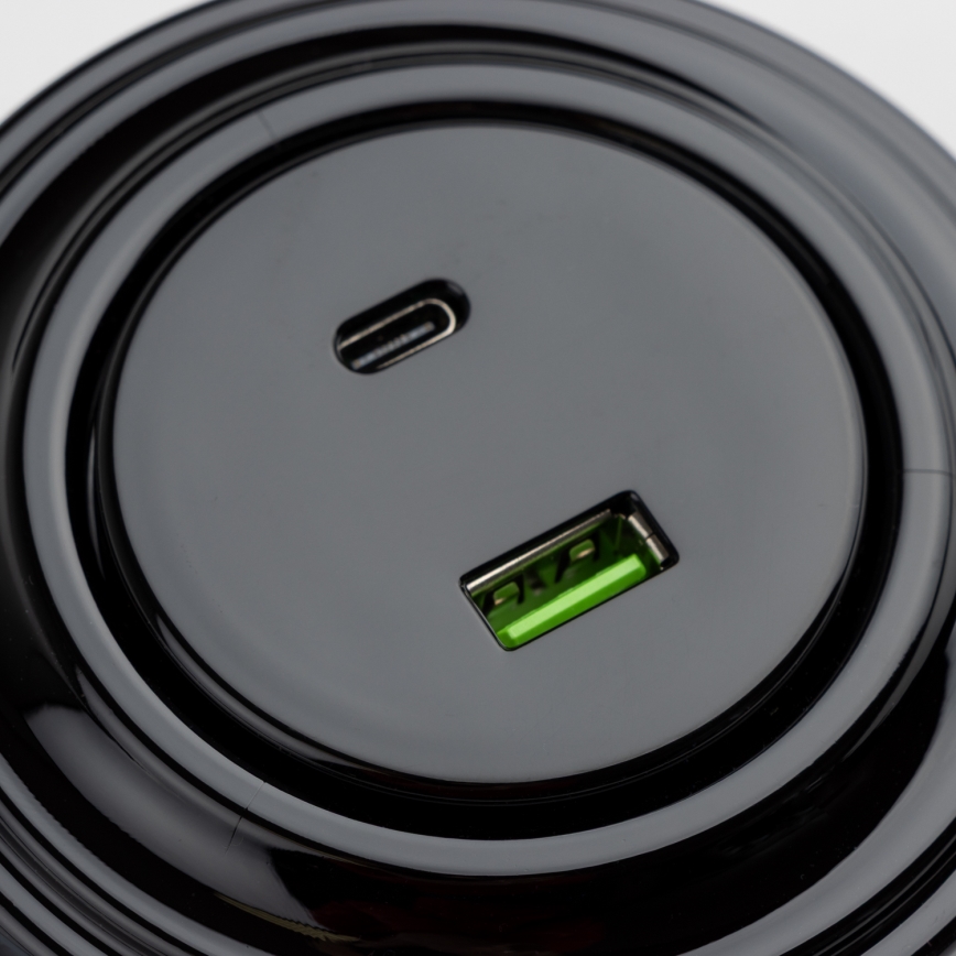 Reblig - Ρετρό πρίζα USB A+C με πλαίσιο, μαύρη