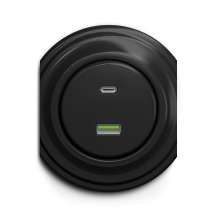 Reblig - Ρετρό πρίζα USB A+C χωρίς πλαίσιο, μαύρη