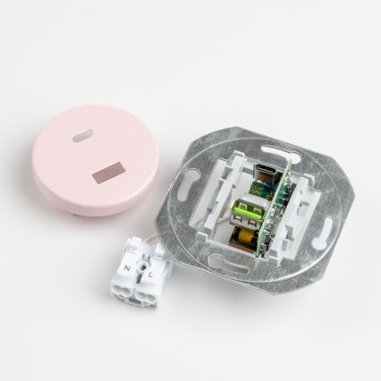 Reblig - Ρετρό USB πρίζα A+C με πλαίσιο, σε απόχρωση παλαιωμένου ροζ