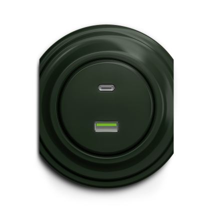 Reblig - Ρετρό USB πρίζα A+C χωρίς πλαίσιο, πράσινη
