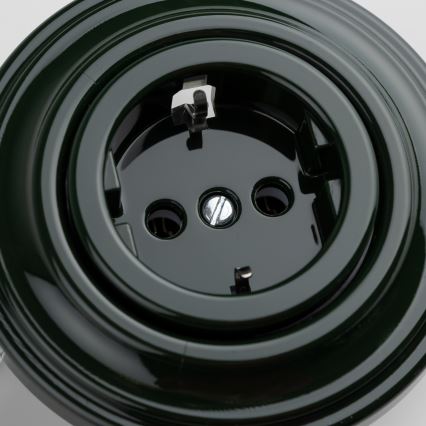 Reblig - Ρετρό επιτοίχια πρίζα με πλαίσιο SCHUKO 230V/16A πράσινη