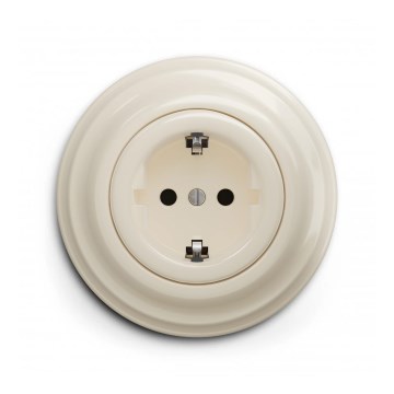 Reblig - Ρετρό επιτοίχια πρίζα με πλαίσιο SCHUKO 230V/16A μπεζ