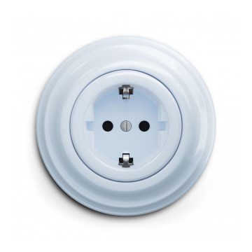 Reblig - Ρετρό οικιακή πρίζα SCHUKO με πλαίσιο 230V/16A μπλε