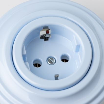 Reblig - Ρετρό οικιακή πρίζα SCHUKO με πλαίσιο 230V/16A μπλε