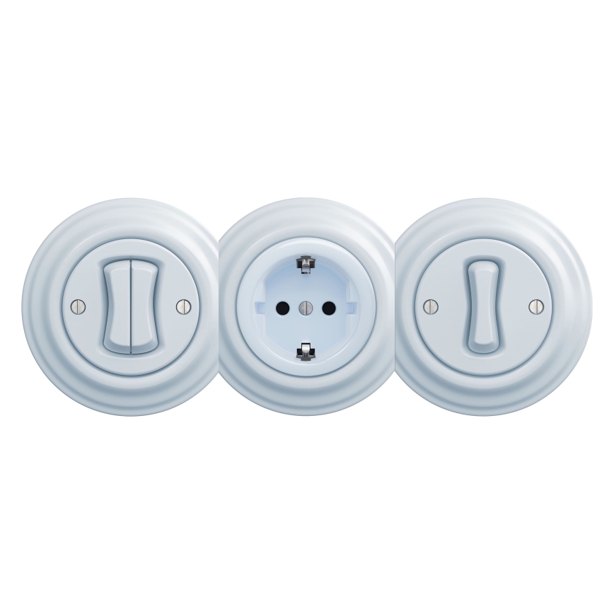 Reblig - Ρετρό οικιακή πρίζα SCHUKO χωρίς πλαίσιο 230V/16A μπλε