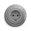 Reblig - Ρετρό οικιακή πρίζα με πλαίσιο SCHUKO 230V/16A, γκρι