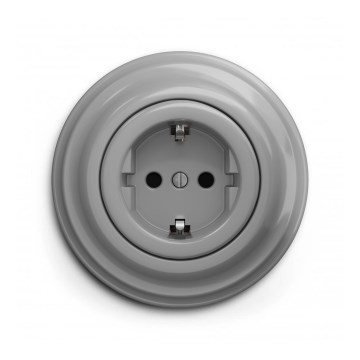 Reblig - Ρετρό οικιακή πρίζα με πλαίσιο SCHUKO 230V/16A, γκρι
