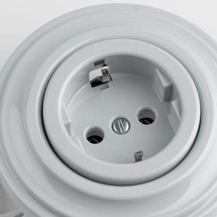 Reblig - Ρετρό οικιακή πρίζα με πλαίσιο SCHUKO 230V/16A, γκρι