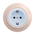 Reblig - Ρετρό οικιακή πρίζα με πλαίσιο SCHUKO 230V/16A μπλε/ροζ vintage