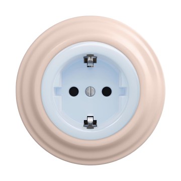 Reblig - Ρετρό οικιακή πρίζα με πλαίσιο SCHUKO 230V/16A μπλε/ροζ vintage