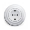 Reblig - Ρετρό οικιακή πρίζα με πλαίσιο SCHUKO 230V/16A χιονόλευκη