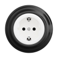 Reblig - Ρετρό οικιακή πρίζα με πλαίσιο SCHUKO 230V/16A χιονόλευκη/μαύρη