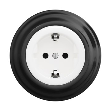 Reblig - Ρετρό οικιακή πρίζα με πλαίσιο SCHUKO 230V/16A χιονόλευκη/μαύρη