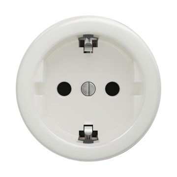 Reblig - Ρετρό οικιακή πρίζα χωρίς πλαίσιο SCHUKO 230V/16A κεραμική λευκή