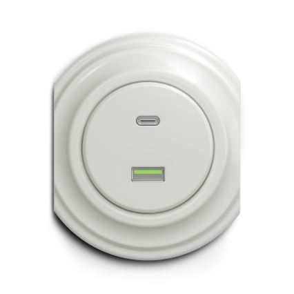 Reblig - Ρετρό υποδοχή USB τύπου A+C χωρίς πλαίσιο, λευκή κεραμική