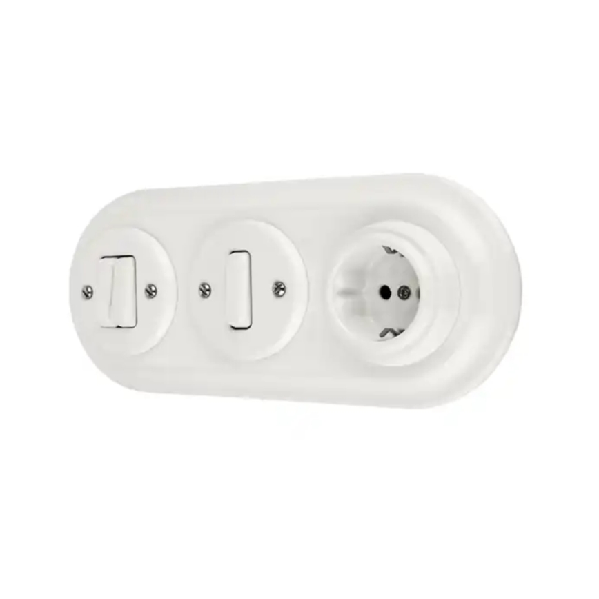 Reblig - Πορσελάνινη ρετρό τριπλή κορνίζα λευκή