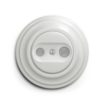 Reblig - Retro πρίζα συνδρομητή TV+R (διαδοχική) με πλαίσιο, λευκή κεραμική