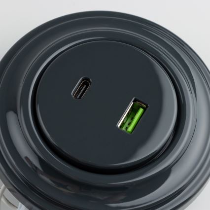 Reblig - Retro πρίζα USB A+C με πλαίσιο ανθρακί