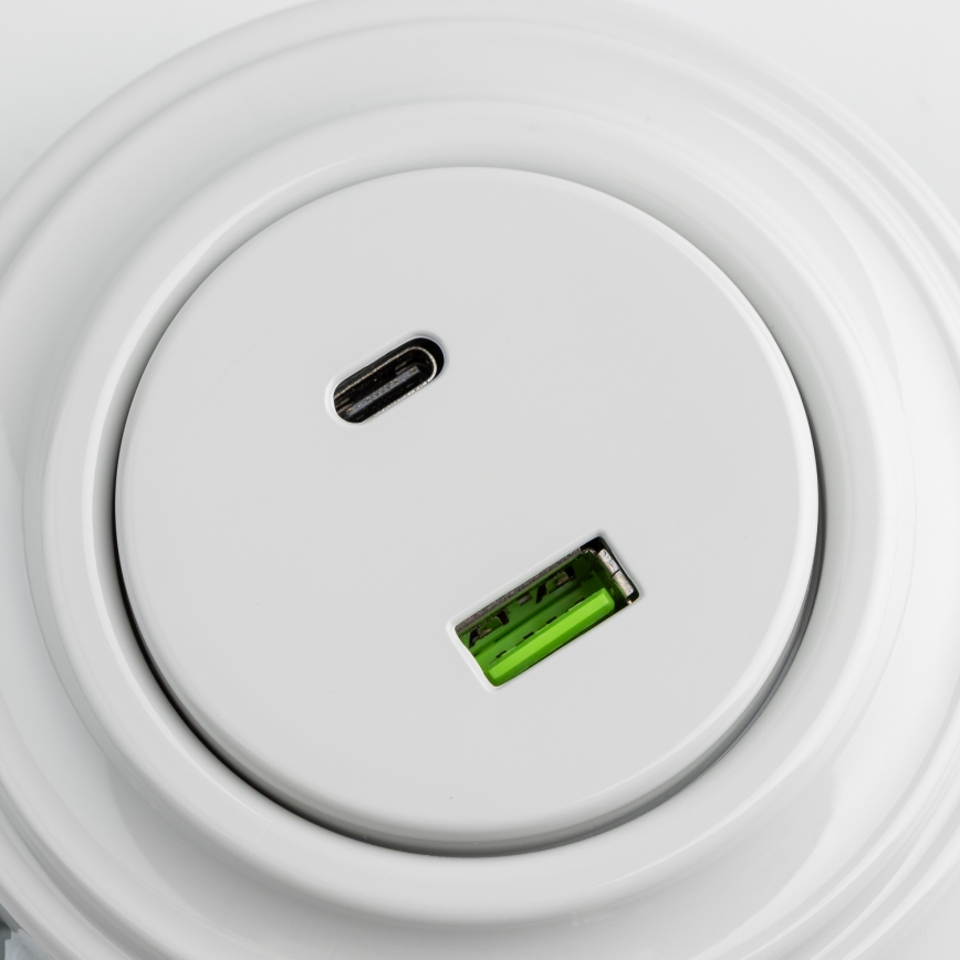 Reblig - Retro πρίζα USB τύπου A+C με πλαίσιο, λευκό κεραμικό