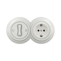 Reblig - Retro μονοπολικός διακόπτης αρ. 1 και πρίζα SCHUKO 230V με κεραμικό πλαίσιο, σε λευκό