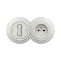 Reblig -Retro μονοπολικός διακόπτης Νο. 1 και πρίζα 230V με λευκό κεραμικό πλαίσιο