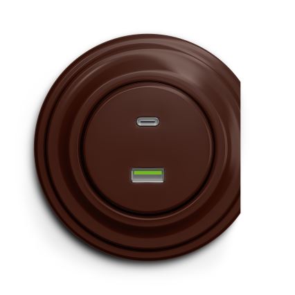 Reblig - Retro υποδοχή USB A+C χωρίς πλαίσιο, καφέ