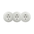 Reblig - Τριπλή ρετρό οικιακή πρίζα SCHUKO 230V με πλαίσιο, λευκή κεραμική