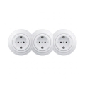 Reblig - Τριπλή ρετρό οικιακή πρίζα SCHUKO 230V με πλαίσιο, λευκό σαν χιόνι