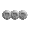 Reblig - Τριπλή ρετρό οικιακή πρίζα με πλαίσιο SCHUKO 230V γκρι