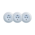 Reblig - Τριπλή ρετρό οικιακή πρίζα με πλαίσιο SCHUKO 230V μπλε