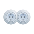 Reblig - Διπλή ρετρό οικιακή πρίζα με πλαίσιο SCHUKO 230V μπλε