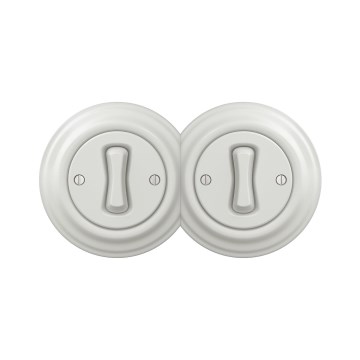 Reblig - Διπλός ρετρό μονοπολικός διακόπτης με πλαίσιο αρ. 1 κεραμικό λευκό