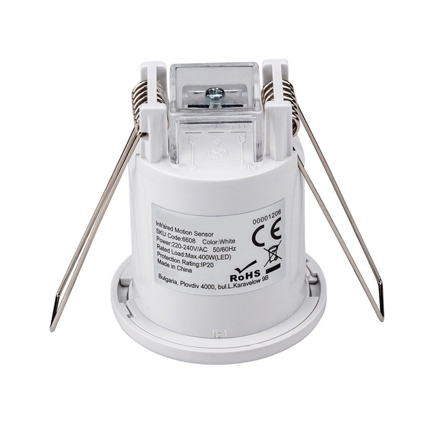 Recessed motion αισθητήρας PIR 360° 400W/230V λευκό