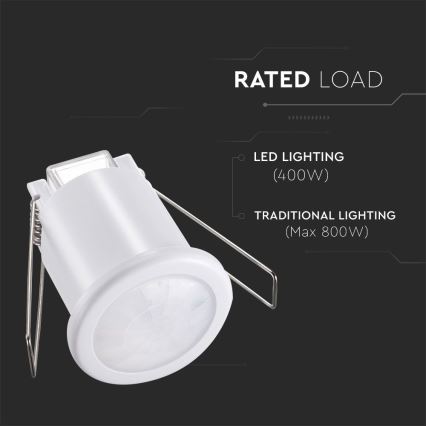 Recessed motion αισθητήρας PIR 360° 400W/230V λευκό